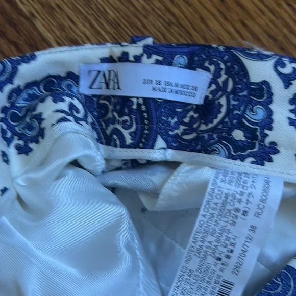 Zara Women's Chinos Blue Paisley Design - Picture 3 of 5